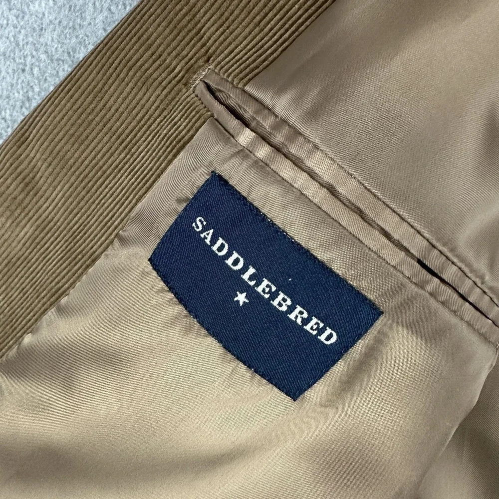 Saddlebred Sport Coat Blazer Mens 42R Brown Tan Corduroy Classic Fit 2 Button - Picture 10 of 13